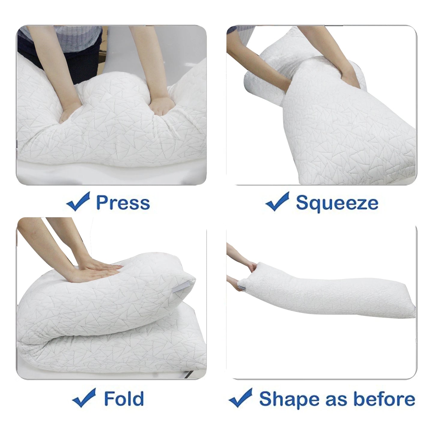 Memory Foam Body Pillow 20x54 inch, White