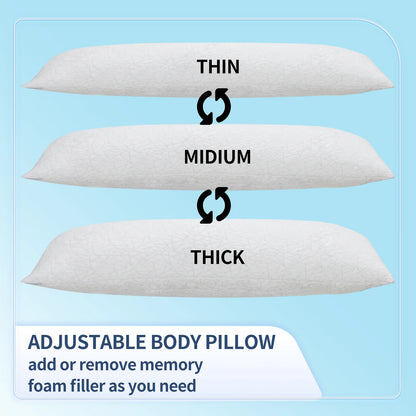 Memory Foam Body Pillow 20x54 inch, White