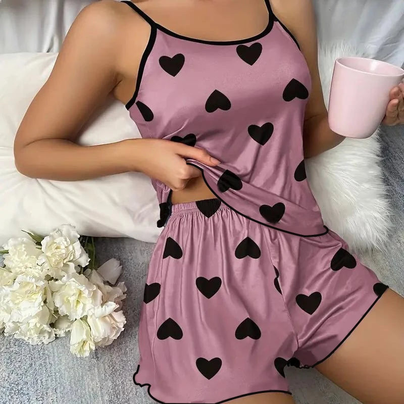 Heart-Shaped Print, Casual Summer
