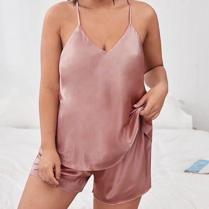 Women's Satin Sexy Backless Sling With Shorts