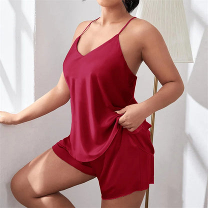 Women's Satin Sexy Backless Sling With Shorts